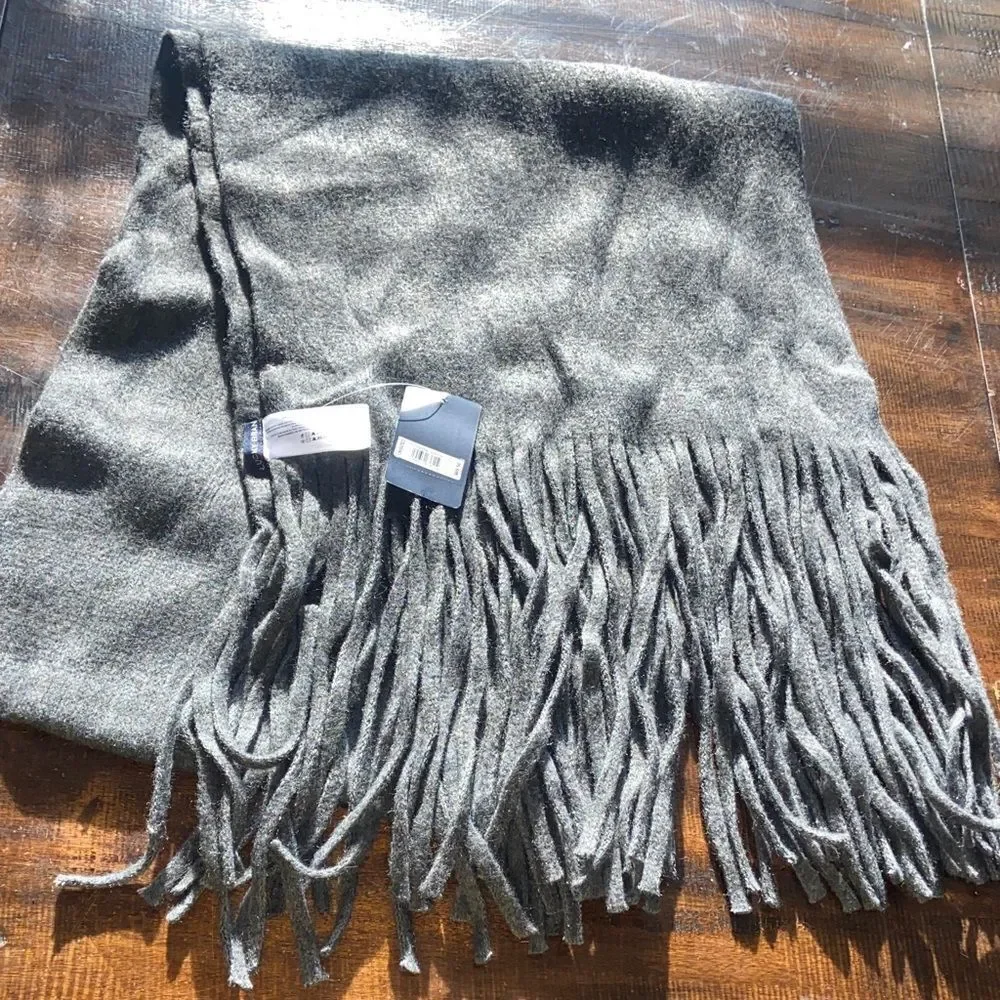 Lucky Brand Charcoal Fringe Scarf NWT